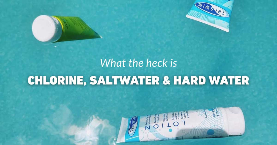 Header image explaining how chlorine, saltwater and hard water affect swimmer skin and hair