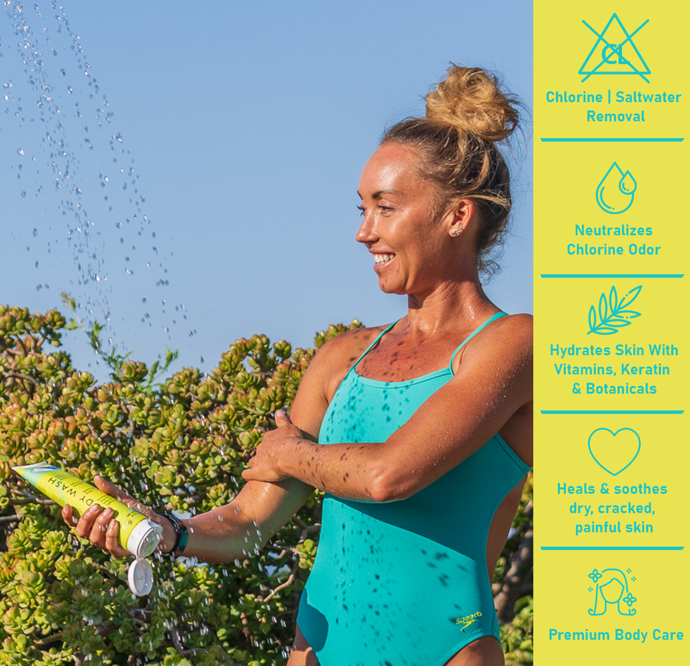 The benefits of using TRISWIM body wash premium body care for swimmers.